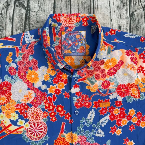 Retro Rifle Romeo Shirt Men’s XL Multicolor Floral Guns Hawaiian  SS - Picture 6 of 9